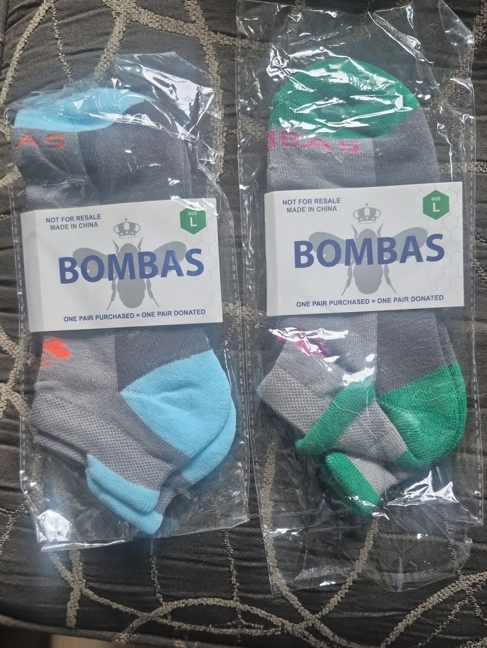 Bombas Gray Athletic Socks with Blue and Green Accents
